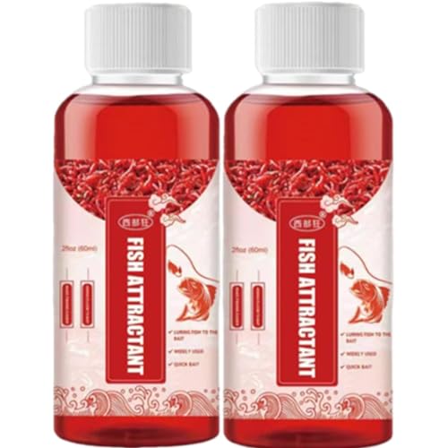 Rhiney 2PCS Red 40 Fishing Liquid, Red 40 Fishing Liquid, Red Worm Bait Fish Additive,Fish Lure Attraction Enhancer, for Fishing Trout, Cod, Carp, Bass