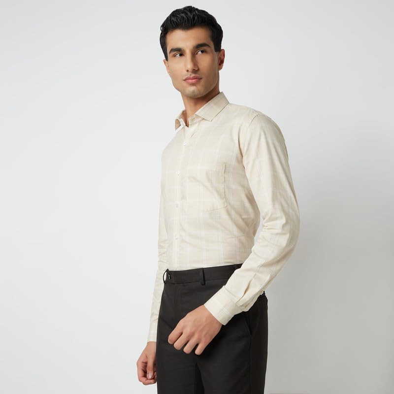 Image of MARK & ALBERT 100% Cotton Full Sleeves Regular Fit Formal Shirt for Men Blue