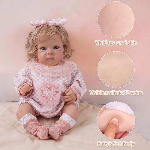 Muñeca bebé llorón de 18 pulgadas rubia ojos azules miniatura 2