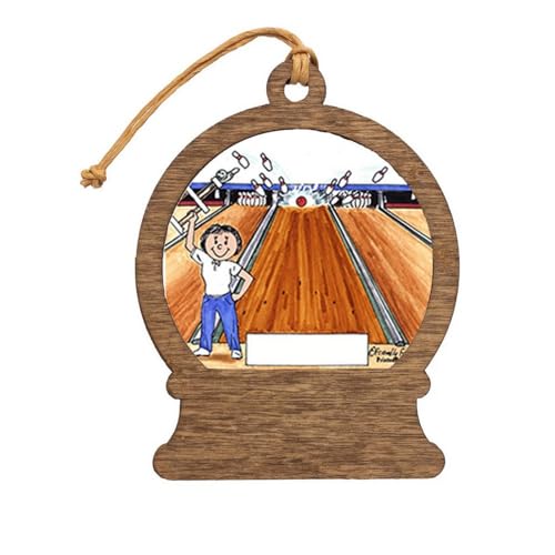 PrintedPerfection.com Personalized Bowling - Female Wooden Snow Globe Shaped Christmas Ornament
