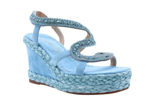 Alma en Pena V240989 Suede Sky Sandalias Elegantes para Mujer Serpiente Celeste...