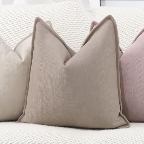 MADIZZ Textured Chenille Euro Sham Pillow Covers Pack of 2 Natural Soft Decorative Accent Pillowcases Boho Neutral Couch Throw Pillow for Bed Home Decor for Sofa Livingroom 24x24 inch Camel by MADIZZ - Used condition - Image 2