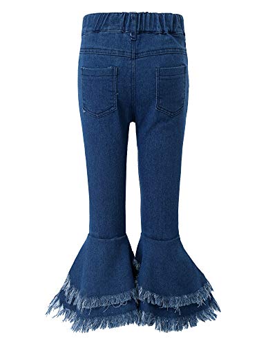 Kids Girls Tassel Flared Jeans Ribbed Bell-Bottom Denim Pants Fashion Vintage Latin Jazz Dance Legging Trousers2