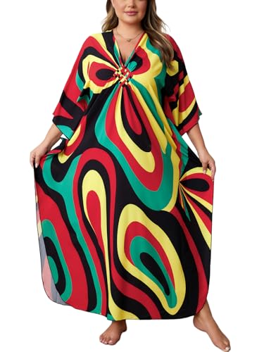 Image of Kaftan Dress for Women - Plus Size Caftan Maxi Beach Dress Moo Moos Loungewear, Swimsuit Cover Up for Beach, Pool or Vacation