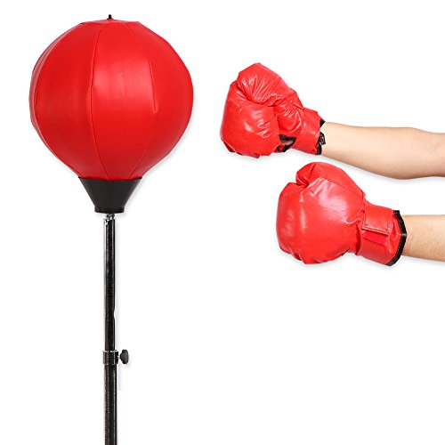 Zerone - Set da boxe con Punching Ball, base, guantoni e asta - Sacco da pugilato per adulti, per migliorare la velocità