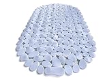 TIKE SMART “Pebbles” Non-Slip Bathtub & Shower Mat 27”x14” Oval - Non-Toxic - Safe, Clean, Machine-Washable, Superior Grip & Drainage, Vinyl, for Smooth Floors ONLY, Opaque White