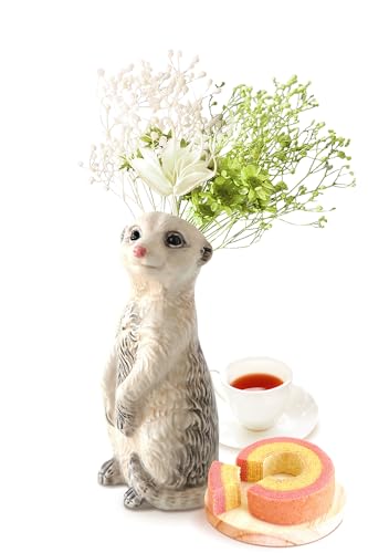 動物一輪挿し ミーアキャット＋バウムクーヘン