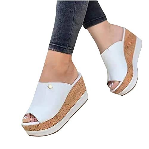 NUSGEAR Sandale Femme Compensees Été,à Bout Ouvert à Talons Hauts Mules à Plateforme Sandales D'été Compensées Rétro Chaussures Plateforme Tongs Chaussures Antidérapantes Pas Cher