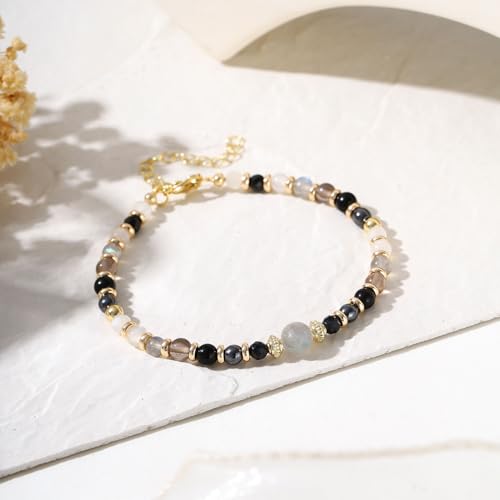 Image of Triple Threat Protection Anxiety Relief Gifts for Women,Natural Healing Crystal Bracelet Evil Eye Jewelry for Her Friends