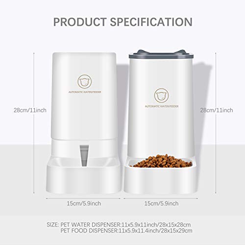 2-In-1 Automatic Food&Water Dispenser For Small Dogs, 2.1Kg Gravity Food Dispenser 3.8L Waterer Set Travel Puppy Smart Feeder Self-Dispensing Water Feeder&Food Container For Cat And Small Medium Dog #TOP5