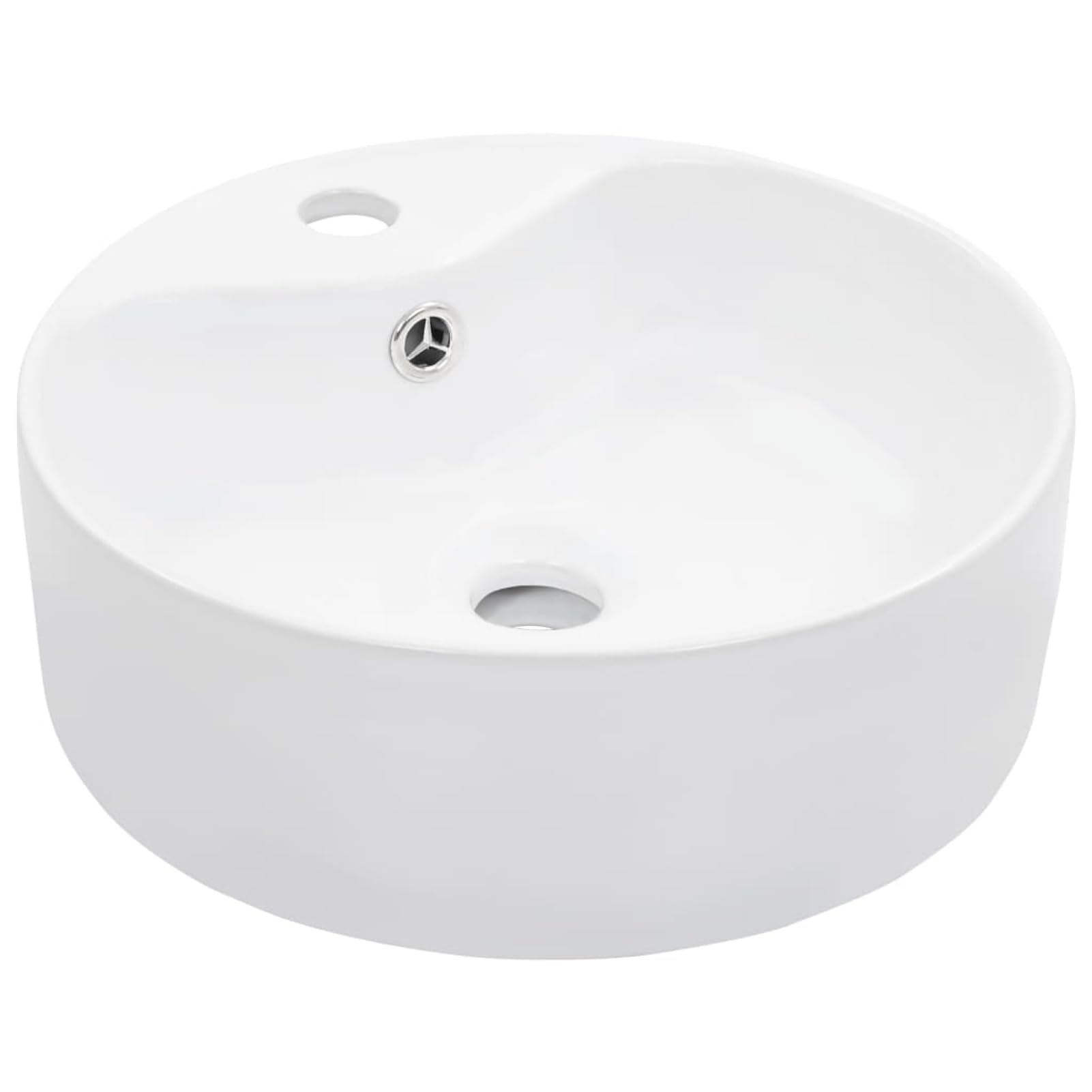Homgoday Lavabo con rebosadero 36 x 13 cm de cerámica blanca