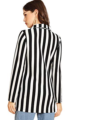 Floerns Women's Casual Work Office Open Front Striped Blazer2