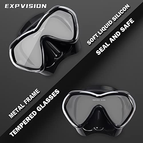 Scuba Diving Mask Anti-Fog Panoramic Snorkel Goggles, Adult Mirror Swim Mask Single Lens Swim Goggles wIith Nose Cover for Diving, Snorkeling, Swimming (Black)