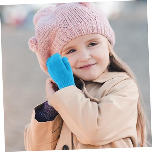 Boy Girl Winter Mittens for Toddlers Soft Knitted Gloves Blue Thick and Warm for Cold Weather Comfortable Fit Elastic Cuff for Everyday Use4
