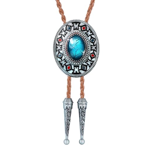 Image of Btilasif Bolo Tie Brown for Men, Scorpion Luminous Stone Cowboy Tie Western Leather Necktie Necklace for Women