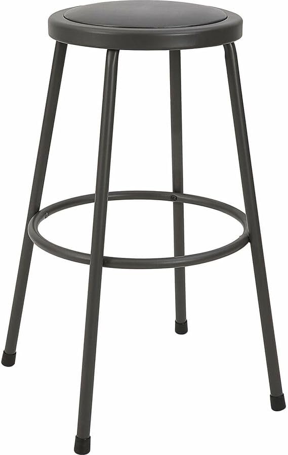 30 in. Metal Shop Stool with Vinyl Padded Seat - Light Gray