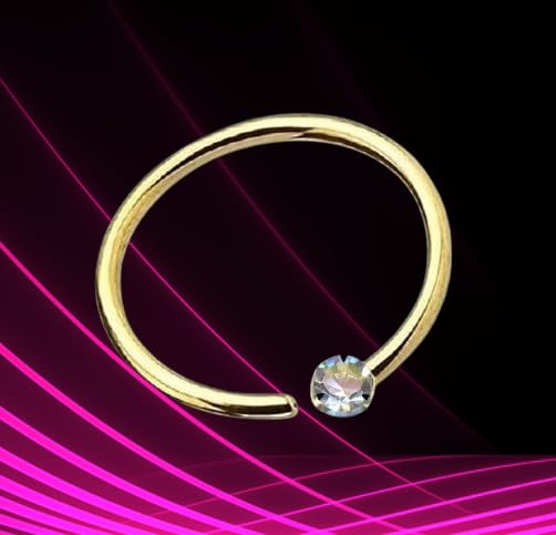 Ringe Piercing Nasenring 8 mm aus echtem 750 Gold und echtem Diamant Maße: 0,6 x 8 x 1,4 mm Intim Helix Septum dekorativ modisch extravagant 45063-8