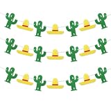 SILENRADAWN Guirlandes Festive Fête Motifs en Cactus de Mexicaines Non tissés, 2 Sets et Bannière Originale pour Décoration de Party Intérieur de Parti