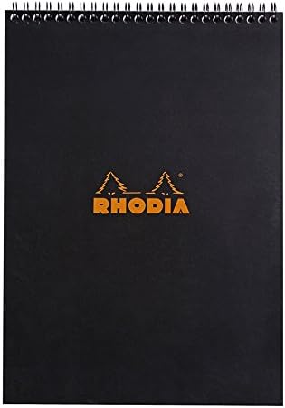 RHODIA 185019C - Spiral Notebook (Full Bound) Black - A4 - Lined - 80 Detachable Sheets - White Clairefontaine Paper 80 g/m - Soft and Resistant Coated Card Cover - Classic