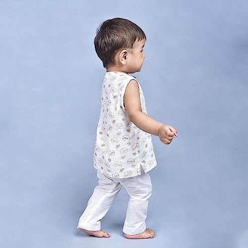 Image of POLKA TOTS Pure Cotton New Born Dress | Ultra-Soft, Breathable & Lightweight Sleeveless Jhabla Pant Set for Baby Boys & Girls | Baby Summer Clothes | Traditional Jabla & Pyjama Set for Newborns