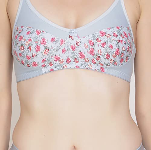 Image of Women Padded Printed Bra - Made of Pure Cotton Full Coverage Non Wired Seamless Pushup Soft Cup for T-Shirt Saree Dress Sports Garment for Daily Use Everyday