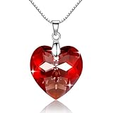 100% cristal austriaco GOSPARKLING Corazón de Cristal Colgante, Collar de Plata esterlina con el Cristal austríaco para Las Mujeres (Red Magma)