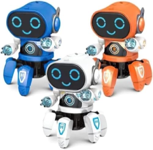 Robô Aranha Dançarino Infantil com Controle Remoto, 6 Pernas, Luz e Som, Movimento Automático, Cores Variadas