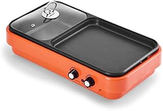 review Zcm Electric Grills 220V Multifunctional Electric Barbecue Griddle Electric Pot 2 in 1 for Party Non-Stick Crepe Pancake Maker for 1-4 People (Color : Orange)