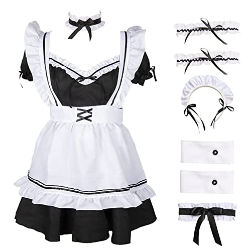 Maid Dress Cosplay, Dienstmädchen Kostüm Set Anime Costume French Maid Outfit Halloween Damen Maid Outfit Cover