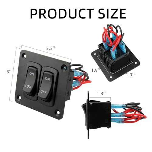 Image of 2 Gang Rocker Switch Panel, 12V 5 Pin 20A ON /Off Toggle Switch | 12V-24V, 20A rating, Waterproof, 5-Pin, Automotive Replacement Toggle Switches For Boats and RVs, ATVs, trailers, and cars