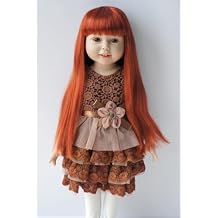 Jusuns Doll Wigs Only JD056 11-12" Long Straight Hair with Full Bang Synthetic Mohair Doll Hair Carrot SM130