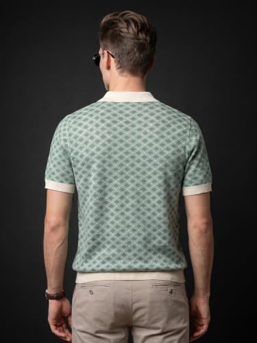 Image of Veirdo Men's Flatknit Printed Half Sleeve Polo T-Shirt with Collared Neck, Loose Comfortable Fit, Casual Style for Office, Travel, (Sizes S to 2XL)