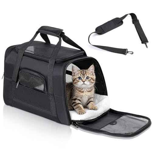 Romon Sac Transport Chat, Caisse de Transport Chien Respirant et Pliable jusqu'à 6 kg, Transporteurs avec Matelas en Peluche, Boîte de Transport avec...