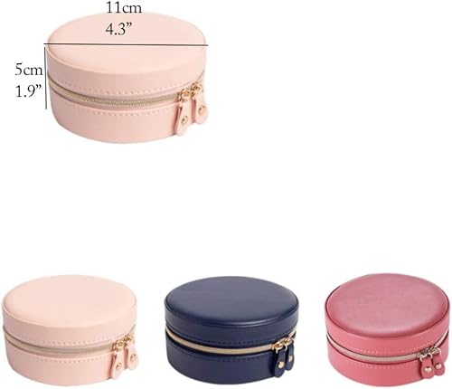 PudełKo Na BiżUterię SzkatułKa Na BiżUterię Małe Pudełko Podróżne Z Biżuterią Okrągłe Pudełko Do Przechowywania Biżuterii PU Leather Organizer Wyświetlacz Schowek Na Pierścionki Kolczyki Naszyjnik Org