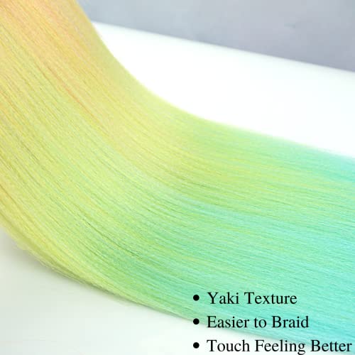 Light Orange Green Mint Braiding Hair Pre Stretched Ombre Kanekalon Braiding Hair Box Braids Human Hair Extensions 26 Inch #TOP4