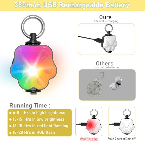 flowlamp 2 Pack Dog Lights for Night Walking 4 Modes Rechargeable Dog Collar Light for Nighttime Clip On IP65 Waterproof and Durable Silicon Band Safety Lights for Pet Collar - Image 3
