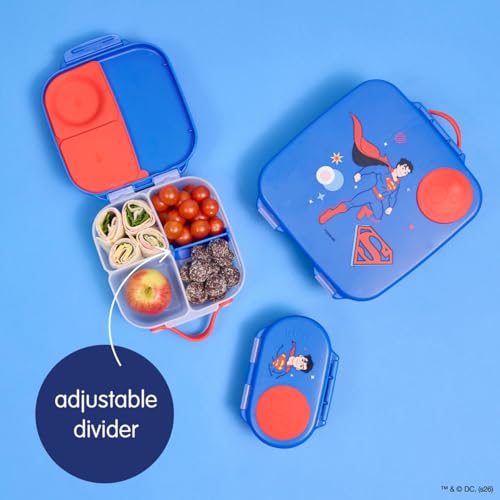Image of b.box Superman Mini Lunch Box Kids, Snack Containers for Kids, 4.25 Cup | Bento Box for Kids, Perfect 1st Lunch Box, Lunch Containers, Leak Proof, Dishwasher Safe, BPA Free, PFAS Free, Ages 3+