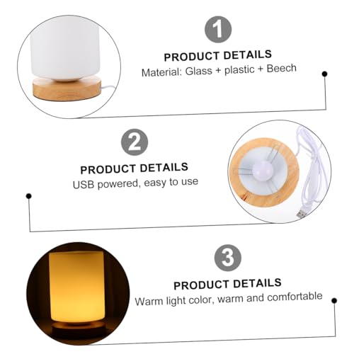 Lámpara de mesa de noche LED con forma de cilindro ajustable con luz cálida y control táctil USB miniatura 4