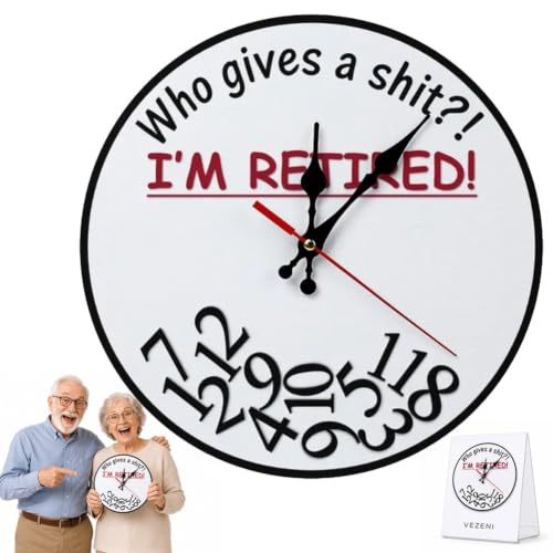 VEZENI Retirement Humorous Quote Wall Clock Who Gives a Shit Im Retired