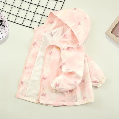 Girls Rain Jacket Lightweight Waterproof - Toddler Kids Water Resistant Cotton Raincoat Graphic Print for Outdoor Play2