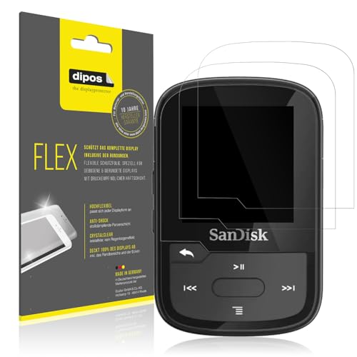 dipos I 2x Protector de Pantalla compatible con SanDisk Clip Sport Plus - cobertura 100% para pantalla I 3D Full Cover láminas protectoras