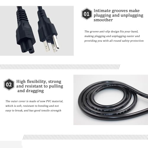 Cable de carga de CA americano de 1.2m para portátiles en viajes y oficinas 5