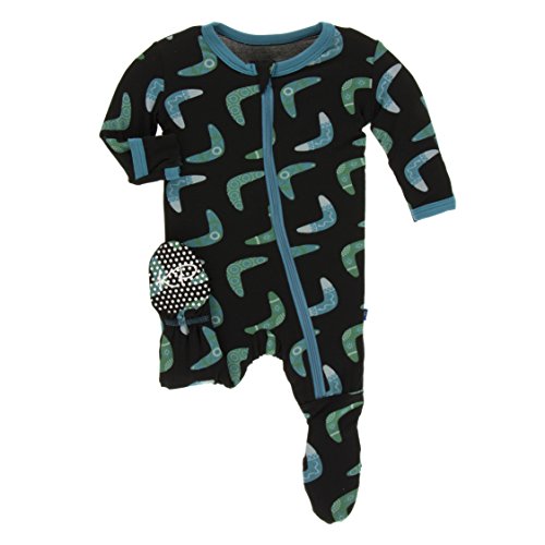 Image of KicKee Pants Print Footie with Zipper, Fitting Long Sleeve Pajama Baby Bodysuit, Ultra Soft Everyday One Piece Loungewear