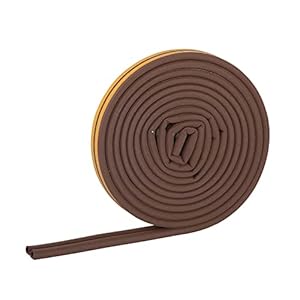 HELPMATE Raamafdichting, deurafdichting, 12 meter, 9 x 6 mm, afdichtingstape voor deuren en ramen, zelfklevend, D-profiel, profielafdichting voor brede spleten van 3 tot 5,5 mm grootte, bruin