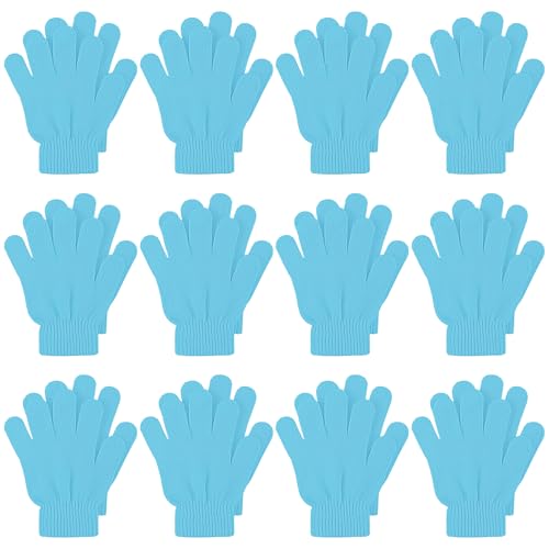 Image of Cooraby 12 Pairs Kid's Winter Magic Gloves Children Stretchy Warm Magic Gloves Boys or Girls Knit Gloves for 6-12 Years