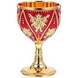 iplusmile Copa de Licor Retro de Metal Irrompible Estilo Europeo Taza Pequeña Dorada para Whisky Vino Cócteles y Bebidas Domésticas Diseño Vintage Elegante 1 Pieza