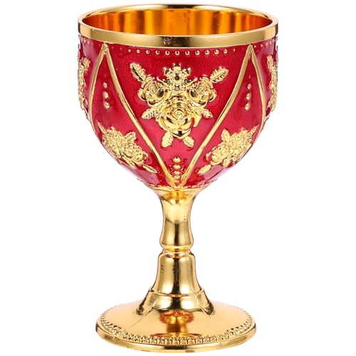 JOINPAYA Copa de Licor Retro de Aleación Metálica, Taza Pequeña Estilo Europeo en Color Oro Rosa y Rojo, Reutilizable para Whisky, Cócteles y Eventos Hogar o Exteriores