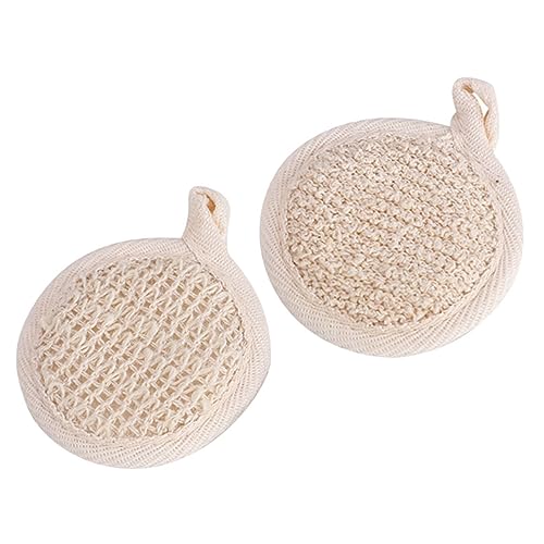 WOFASHPURET Asciugamano Scrub Per La Doccia 2 Pezzi 8x8 Cm in Cotone e Luffa Esfoliante Per Corpo Ricche Bolle Per Uso Domestico e Pulizia