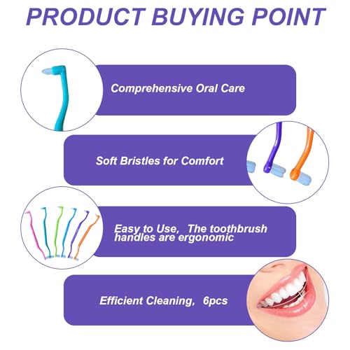 6-teilige Zahnspangen-Zahnbürste 2-in-1-Doppelkopf-Zahnspangenbürste für Interdental- und Weisheitszähne weiche einbüschelige kieferorthopädische Zahnbürste – Bild 5