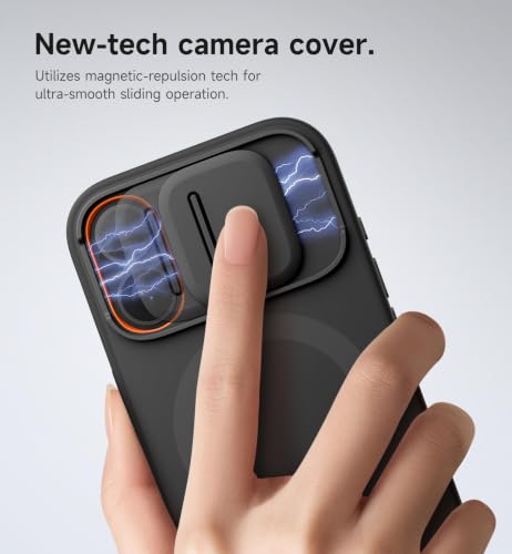 Image of SURITCH for iPhone 17 Case with Camera Control Cover, Camera Slide Cover and Adjustable Kickstand, Compatible with MagSafe, Shockproof Bumper Protective Cases 6.3 Inch, Black